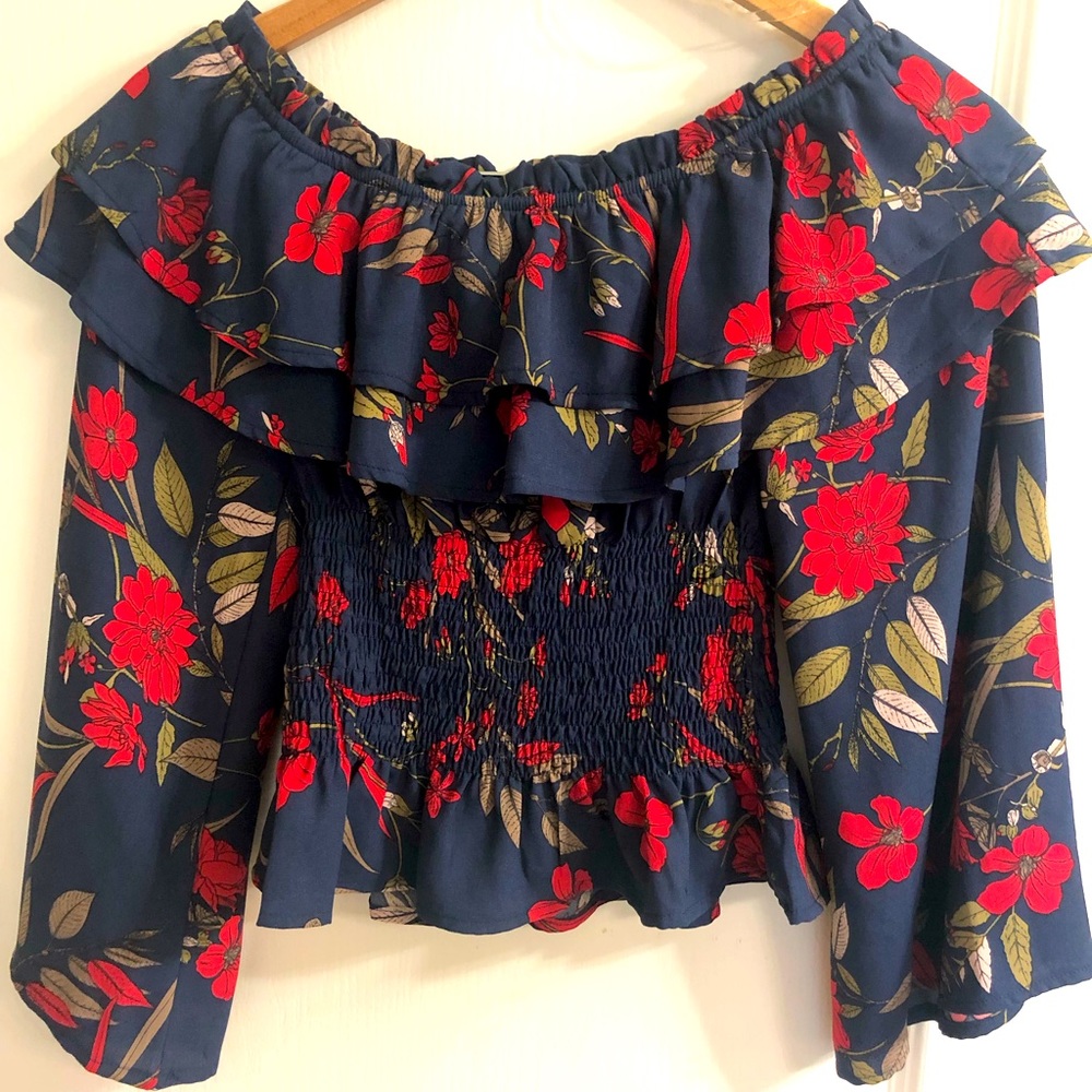 Chealsea and Violet off the shoulder floral top.